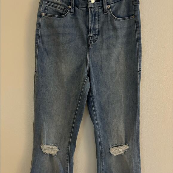 Good American Good Flare Distressed Denim Jeans Size 2/26 - Picture 3 of 9
